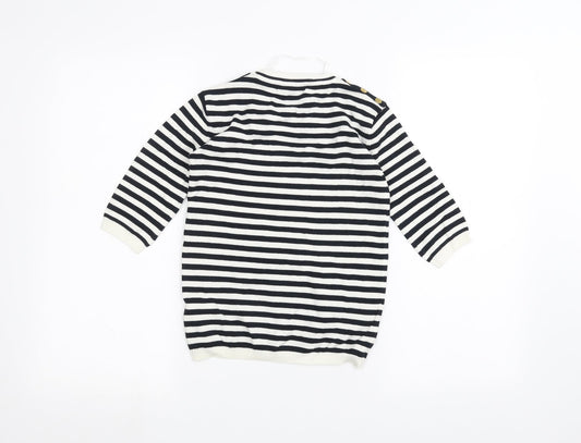 Atmosphere Womens White Striped Basic T-Shirt Size 8