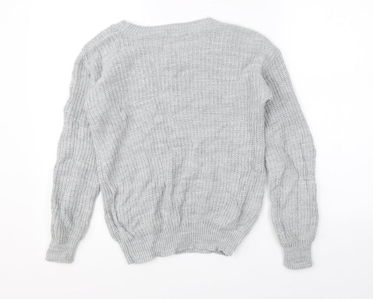 Boohoo Womens Grey Knit Pullover Jumper Size 6