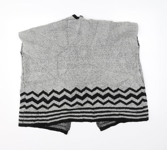 YD Girls Grey Striped Knit Cape Jumper Size 9-10 Years