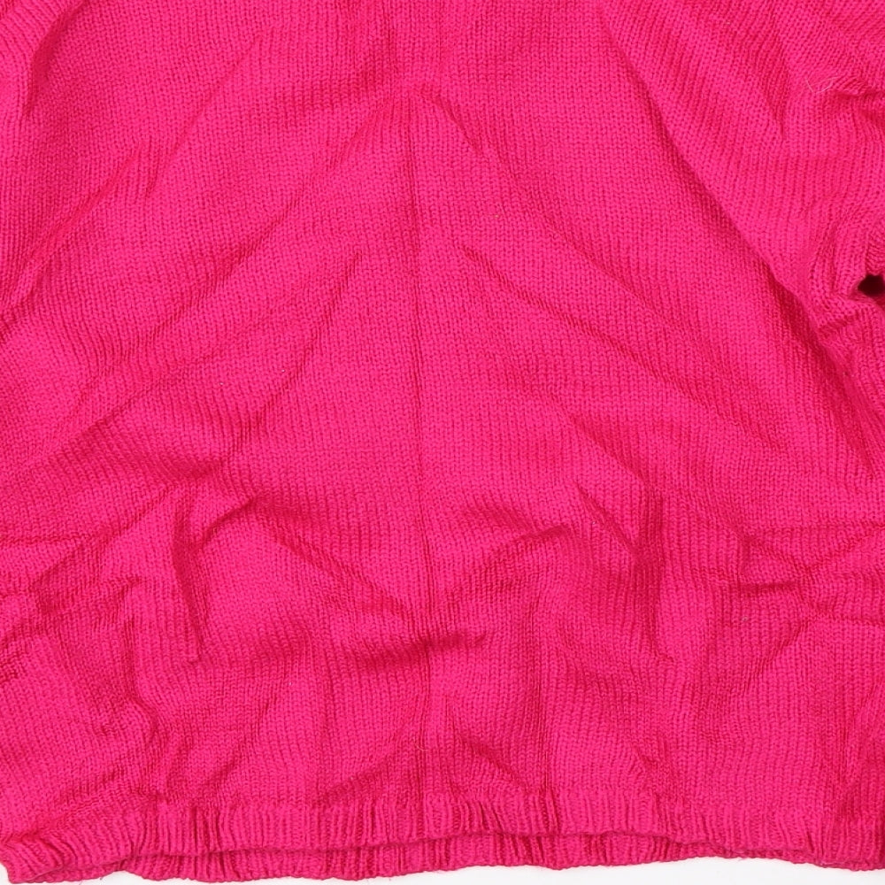 Brand and care label for I Love girls’ wear girls pink knit jumper, size 12, years - unicorn