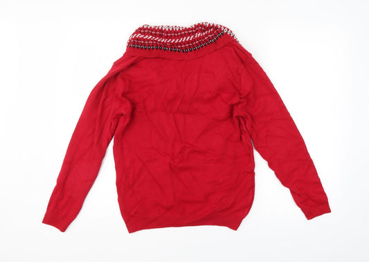 Autonomy Womens Red Argyle/Diamond Pullover Jumper Size M