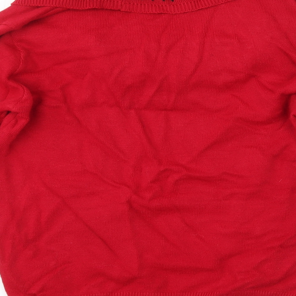 Autonomy Womens Red Argyle/Diamond Pullover Jumper Size M