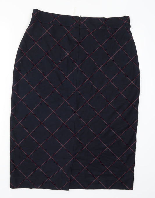 Gerry Weber Womens Blue Check  Straight & Pencil Skirt Size 18