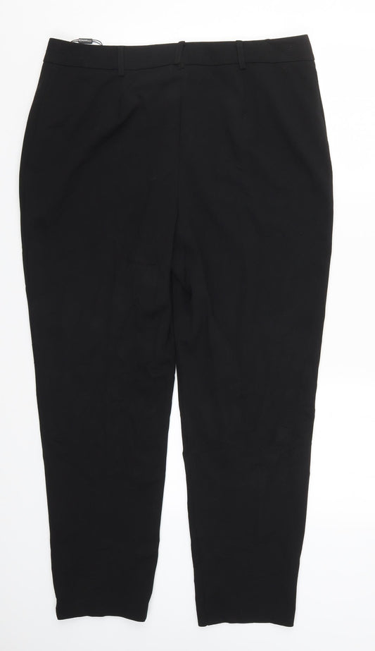 Womens UK Size 16 Preworn Regular Fit Black Trousers