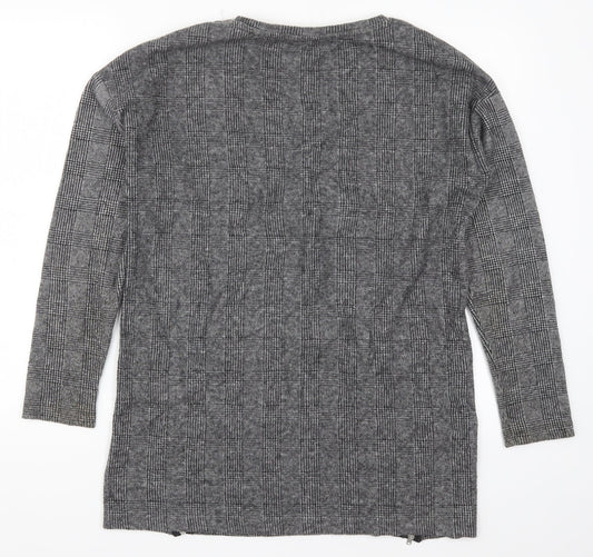 George Womens Grey Check Basic T-Shirt Size 10