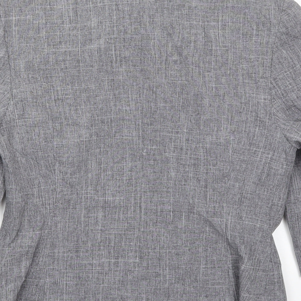 Womens UK Size S Pure Grey Basic Button-Up