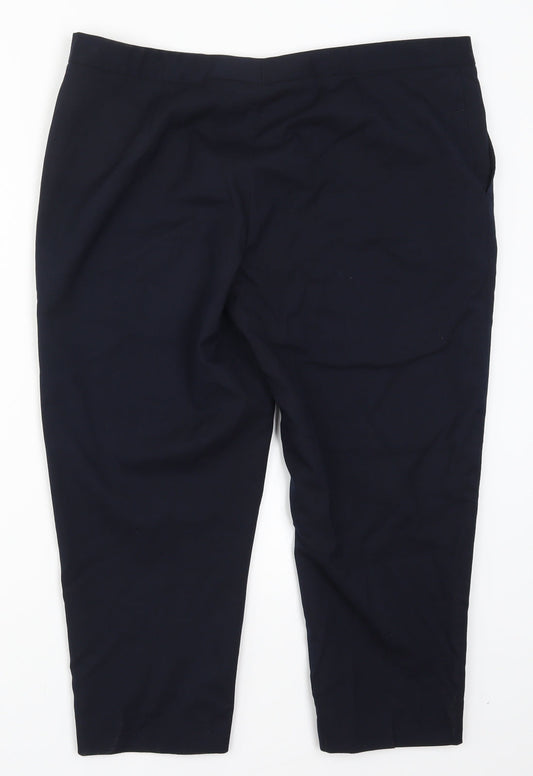 Bao Khanh Silk Womens Blue Cropped Trousers Size 36 in L21.5 in