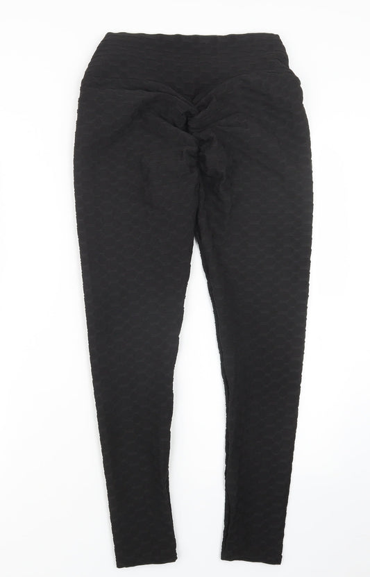Womens UK Size L Preworn Regular Fit Black Trousers