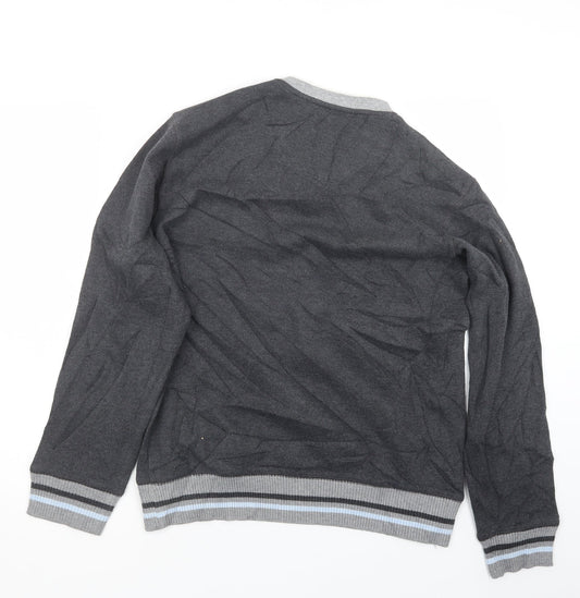 Easy Mens Grey Knit Pullover Jumper Size S