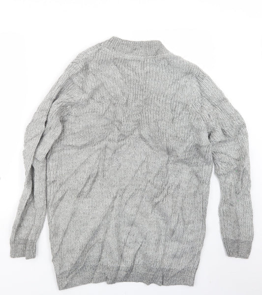 Womens UK Size L Papaya Grey Cardigan Jumper