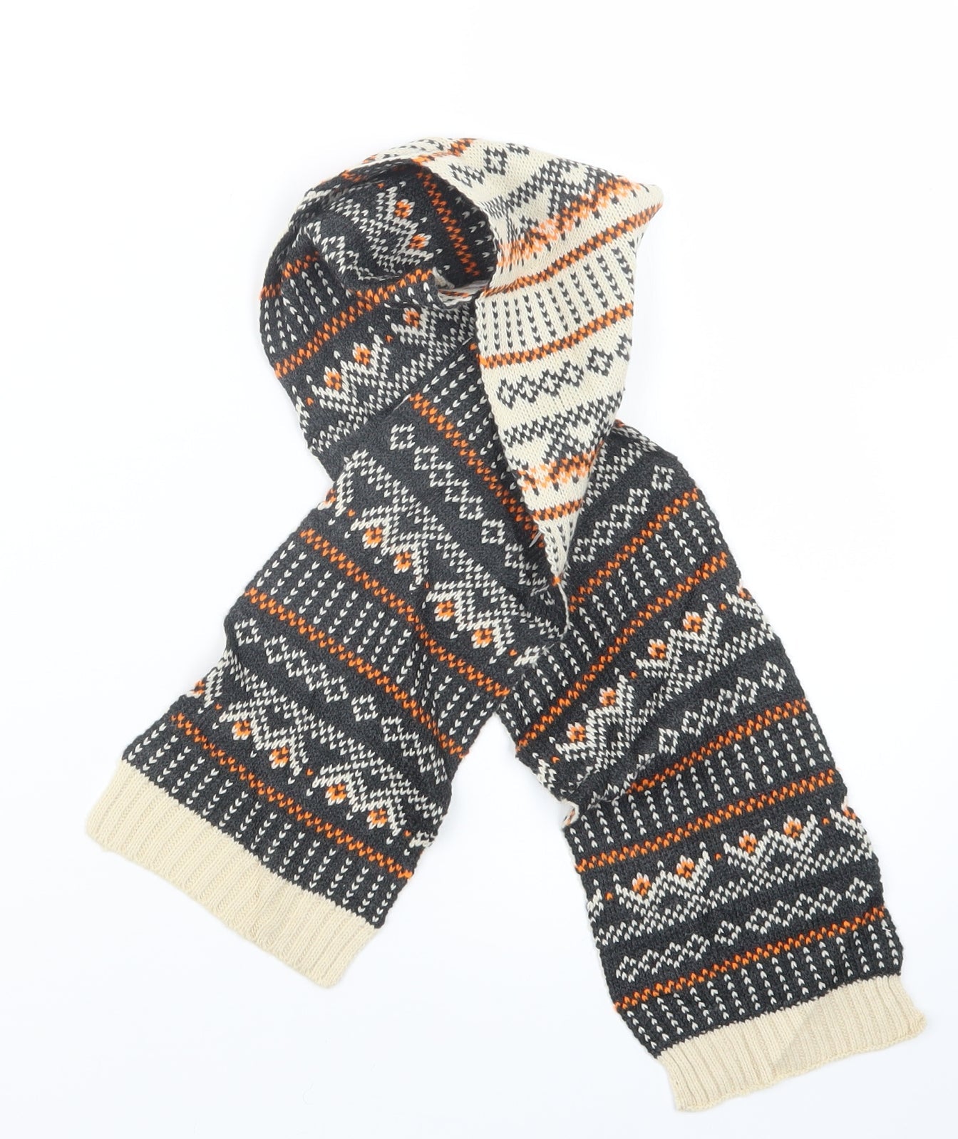 Preworn Boys Blue Geometric Knit Scarf One Size