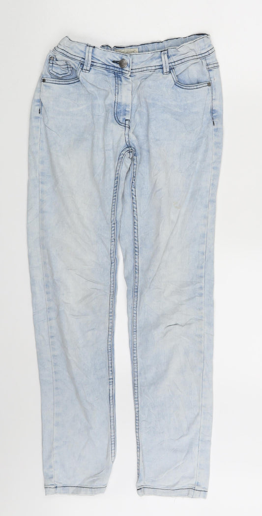 Additional front view of 152 Jeans girls’ blue denim straight jeans one size