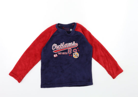 Primark Boys Blue Fleece Pyjama Top Size 5-6 Years