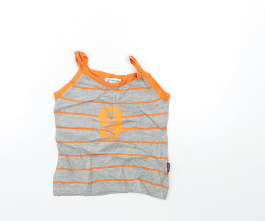 dwudang man Boys Grey Striped Knit Basic Tank Size 7 Years