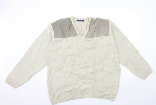 Mens UK Size L BHS Beige Pullover Jumper