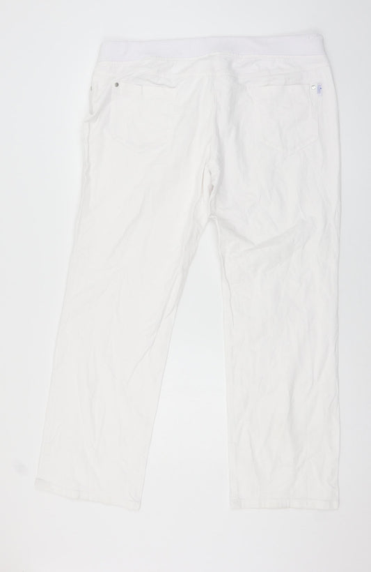 Womens UK Size 40 in Preworn Regular Fit Wide-Leg White Jeans