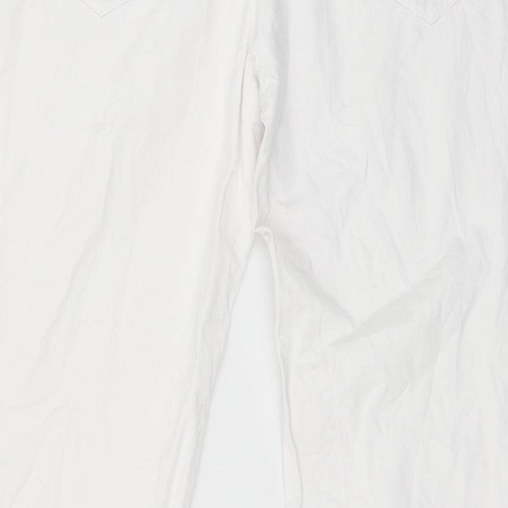 Womens UK Size 40 in Preworn Regular Fit Wide-Leg White Jeans