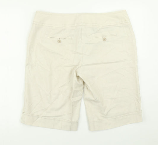 Studio Y Womens Beige Striped Chino Shorts Size 36 in