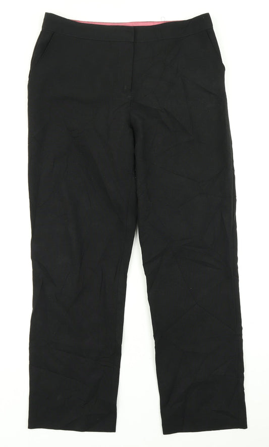 Additional front view of AMARANTO women’s black dress pants trousers, size UK 12, 26-inch leg
