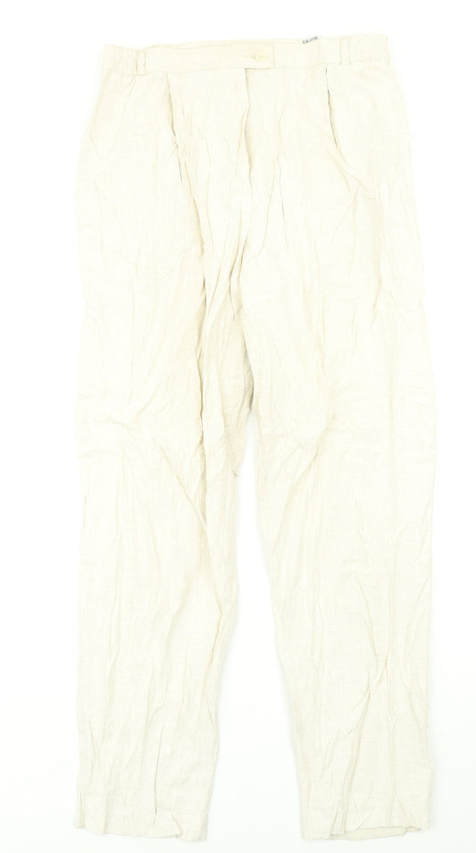 Womens UK Size 14 Marks & Spencer Regular Fit Dress Pants Beige Trousers