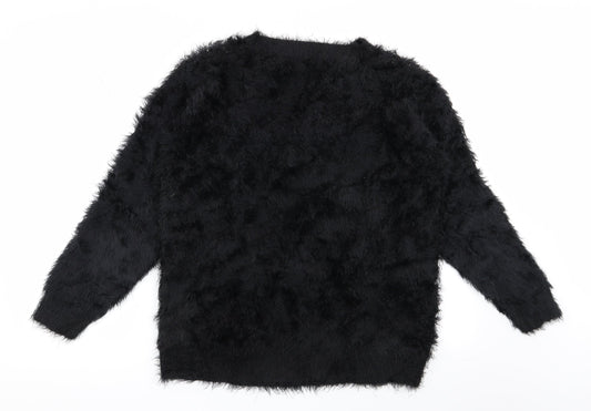 lookagain Womens Black Pullover Jumper Size 8 - star detail