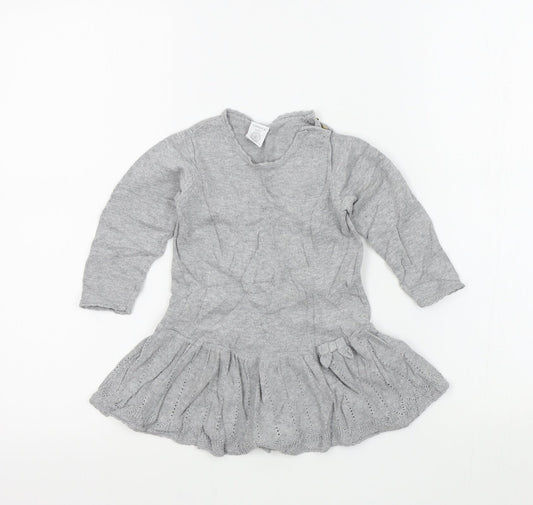 Lindex Girls Grey Colourblock Fit & Flare Size 9-12 Months