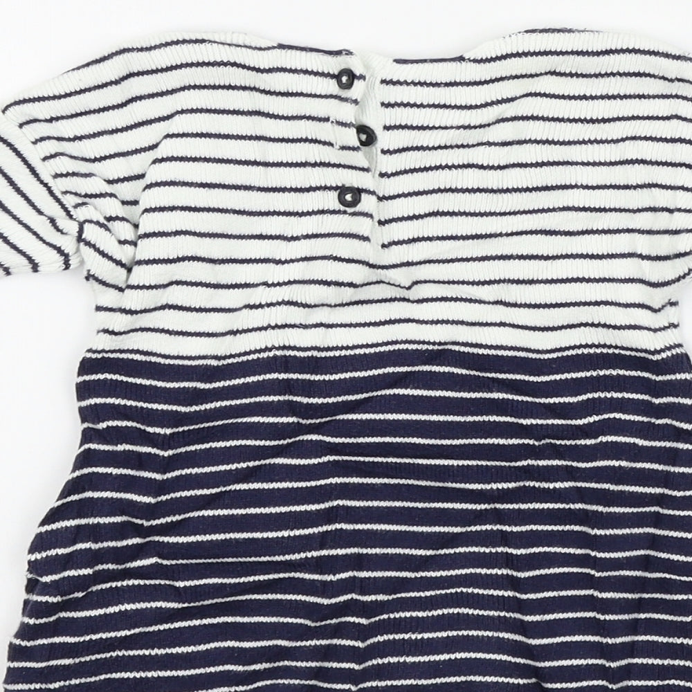 Brand and care label for Marks & Spencer girls’ blue striped a-line, size 0-3, months