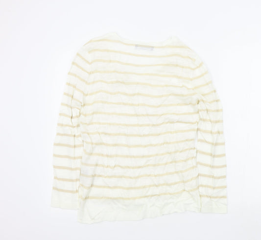 M&S Womens Beige Striped Pullover Jumper Size 14