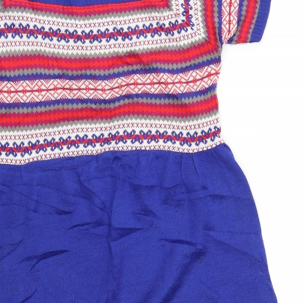 George Womens Blue Argyle/Diamond Fit & Flare Size 10