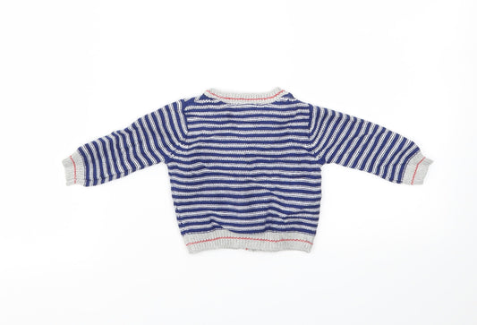 Mini Club Boys Blue Striped Cardigan Jumper Size 0-3 Months
