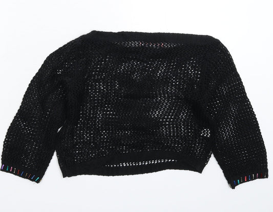 Chulin Womens Black Knit Pullover Jumper Size S