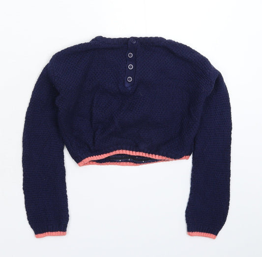 John Lewis Girls Blue Knit Pullover Jumper Size 7 Years