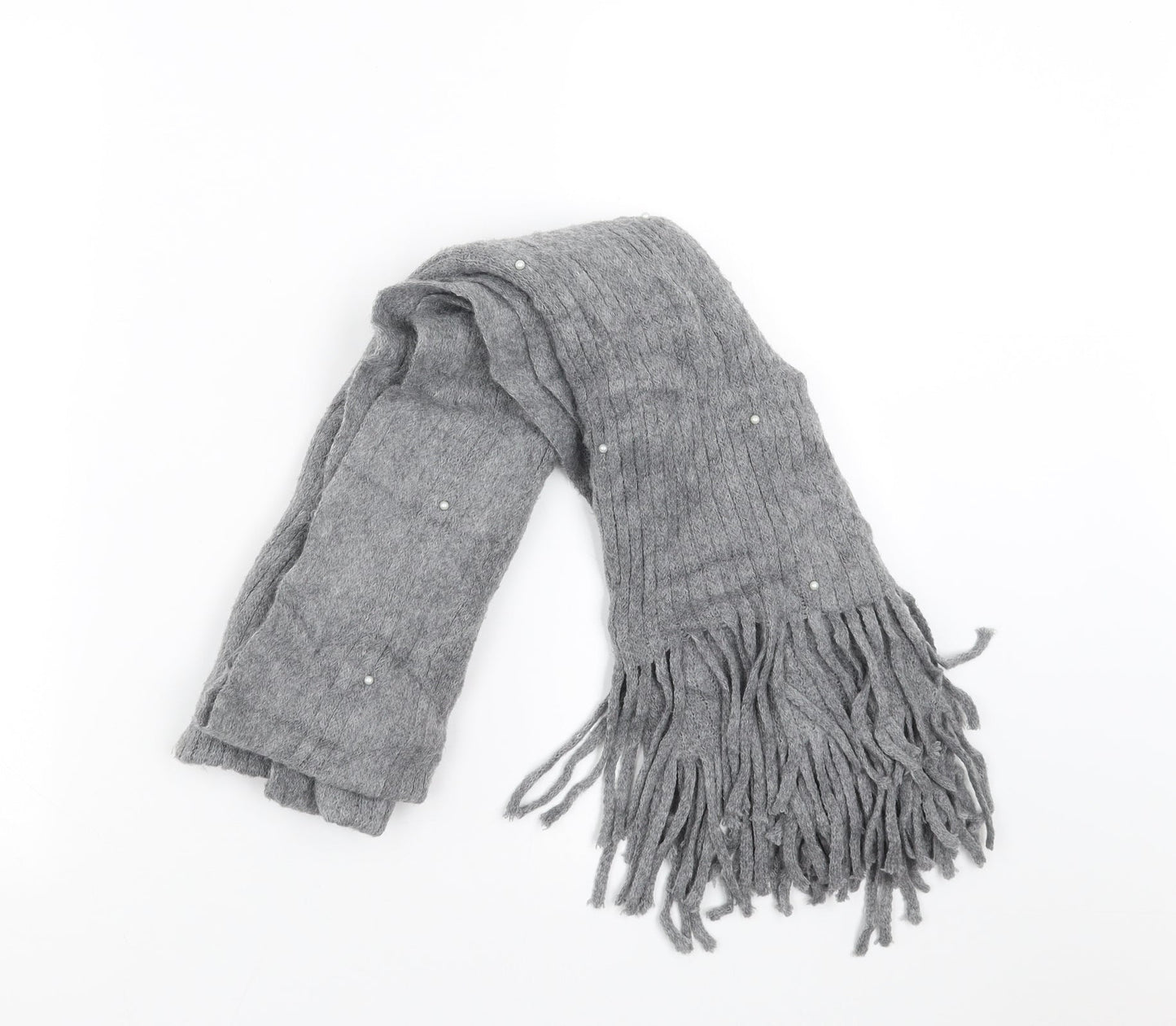 Preworn Womens Grey Scarf - beaded