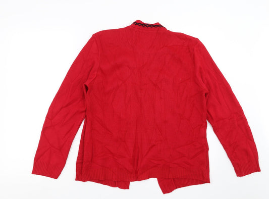 Pure & natural Womens Red Geometric Knit Pullover Jumper Size S - Cardigan and top all in one