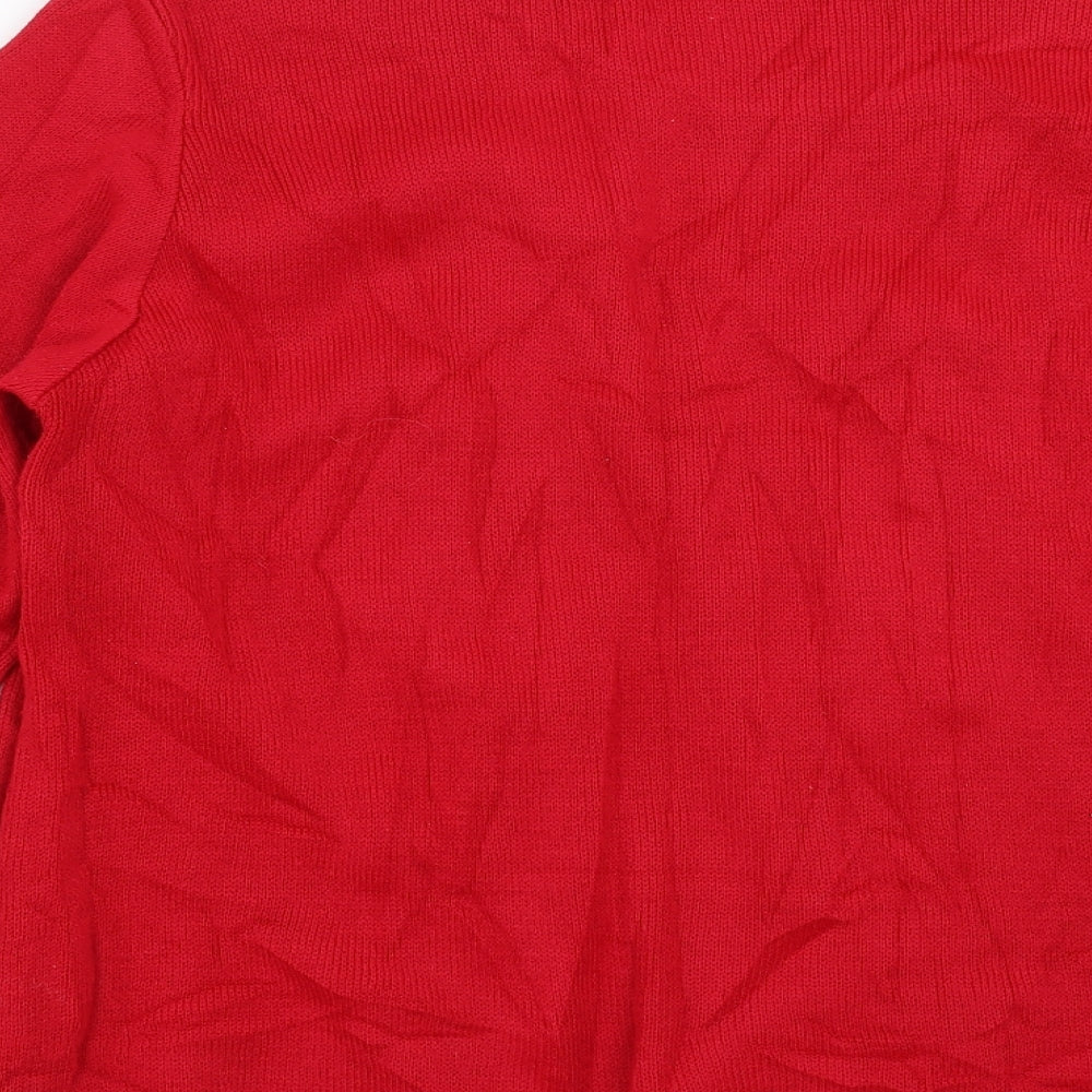 Brand and care label for Pure & natural women’s red geometric knit jumper, size S, - cardigan and top all in one