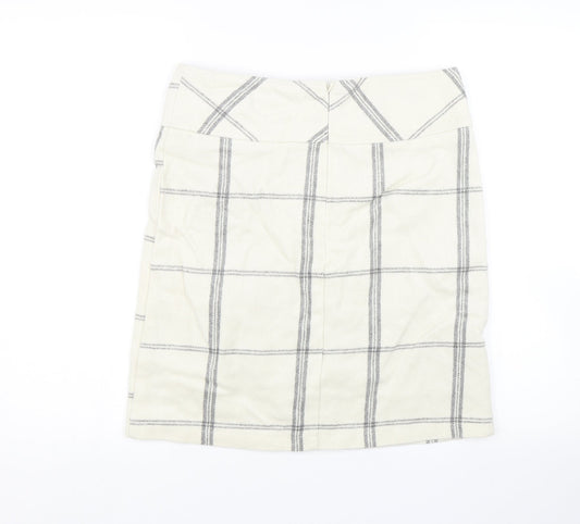 Janina Womens White Check Mini Skirt Size 8