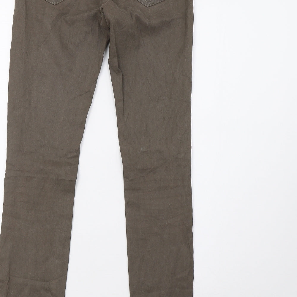 Womens UK Size 10 Preworn Slim Fit Mom Green Jeans