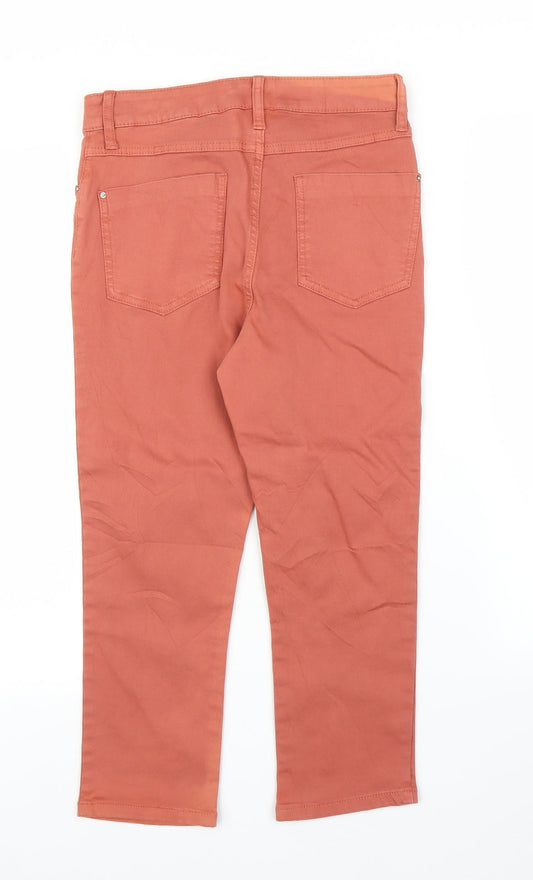 Womens UK Size 8 Preworn Regular Fit Cropped Orange Jeans