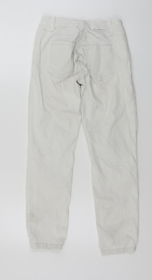 Womens UK Size L Preworn Regular Fit Skinny White Jeans