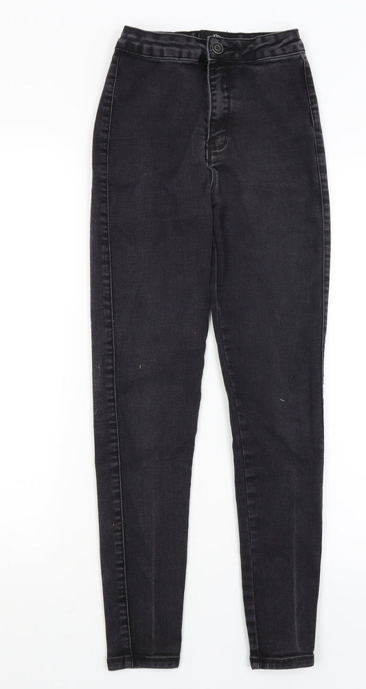 Additional front view of Missguided women’s black skinny jeans, size UK 8, 26-inch leg