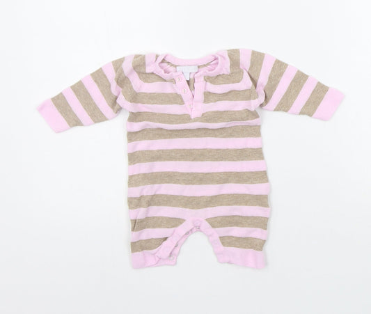 Zip Zap Baby Pink Striped Babygrow One-Piece Size 0-3 Months