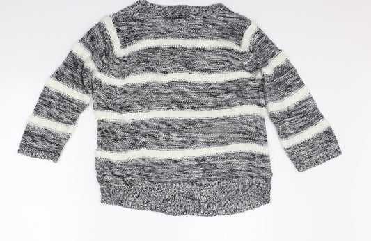 F&F Womens Grey Striped Pullover Jumper Size 12