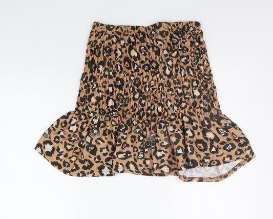 ASOS Womens Beige Animal Print  Flare Skirt Size 10  - Elastic Waist Band