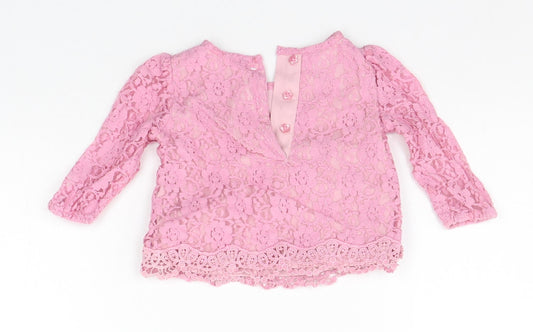 Monsoon Girls Pink Basic T-Shirt Size 0-3 Months
