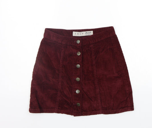 Additional front view of Denim & Co. women’s purple a-line skirt, size UK 8