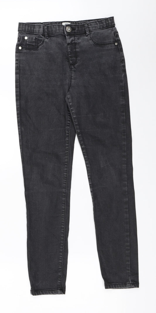 River Island Girls Black Denim Skinny Jeans Size 12 Years