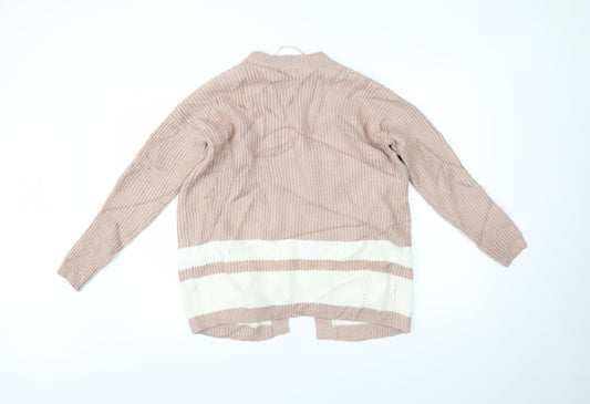 Primark Womens Pink Striped Cardigan Jumper Size M