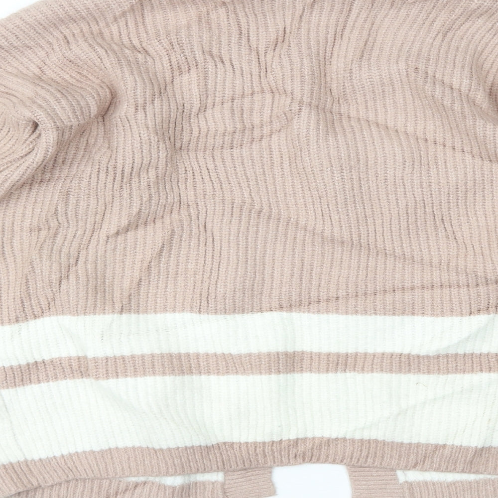Primark Womens Pink Striped Cardigan Jumper Size M