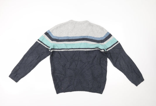 Marks and Spencer Mens Multicoloured Striped Pullover Jumper Size L
