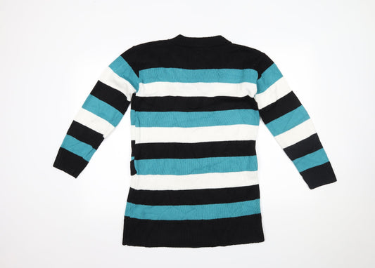 unique style Womens Multicoloured Striped Pullover Jumper Size L